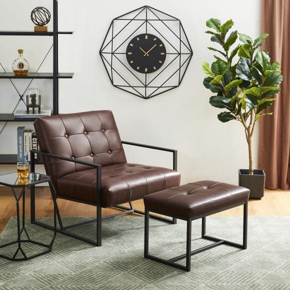 Glitzhome Glitzhome Modern Coffee Thick Leatherette Accent Stool