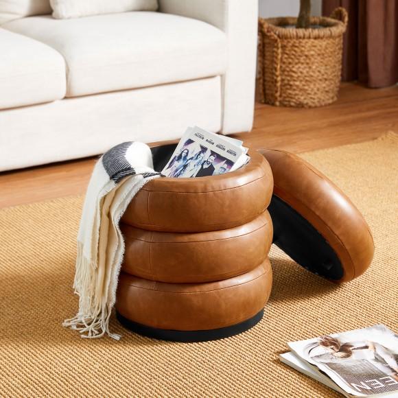 Glitzhome Glitzhome Modern Coffee Upholstered Storage Ottoman Or Accent Stool