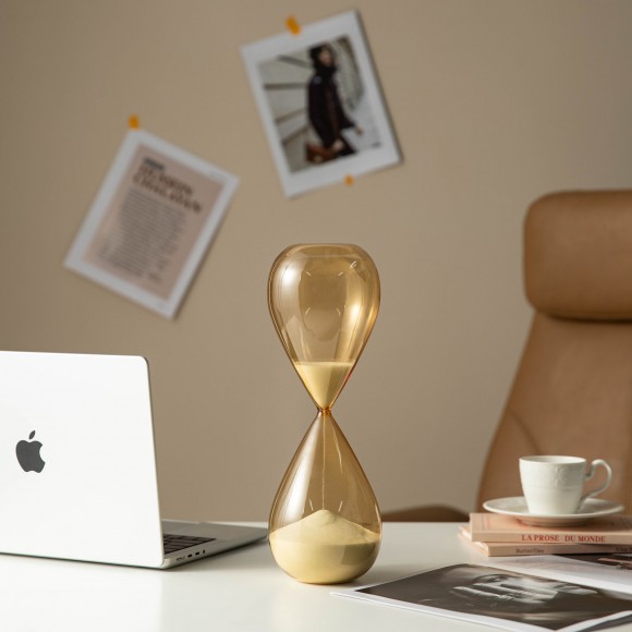 Glitzhome Glitzhome Modern Double-layered Amber Hourglass With White Sand 30-Minute Sand Timers