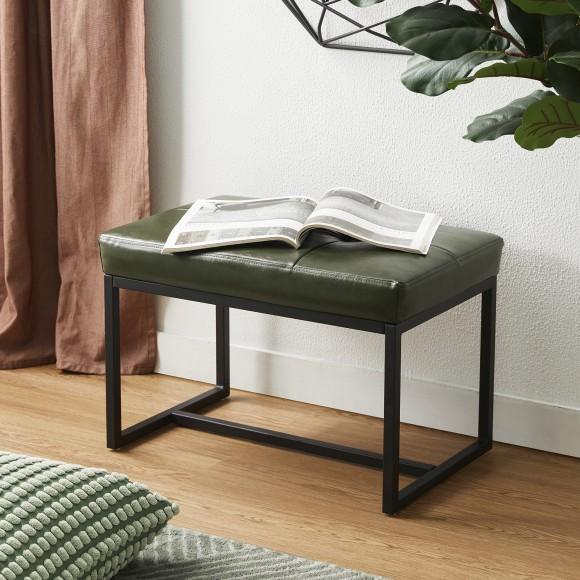 Glitzhome Glitzhome Modern Hunter Green Thick Leatherette Accent Stool