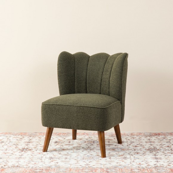 Glitzhome Glitzhome Modern Hunter Green Upholstered Vertical Ripple Channel Tufted Accent Chair With Rubber Wood Legs