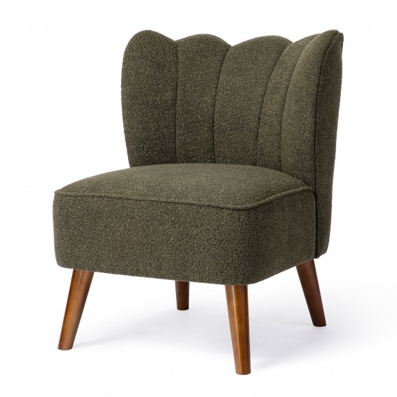 glitzhome Glitzhome Modern Hunter Green Upholstered Vertical Ripple Channel Tufted Accent Chair with Rubber Wood Legs