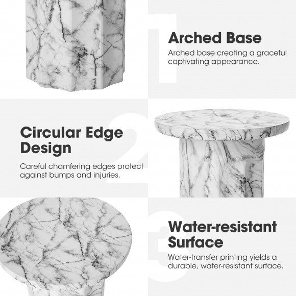 Glitzhome Glitzhome Modern MGO Faux Marble Side Table / End Table