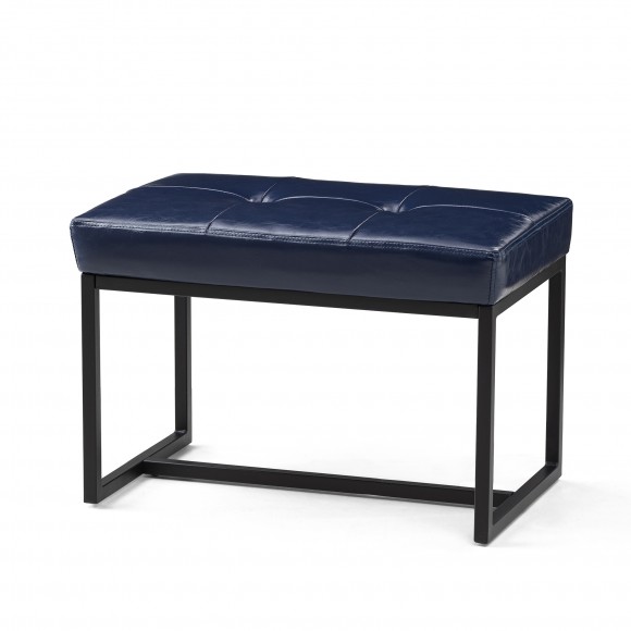glitzhome Glitzhome Modern Navy Blue Thick Leatherette Accent Stool