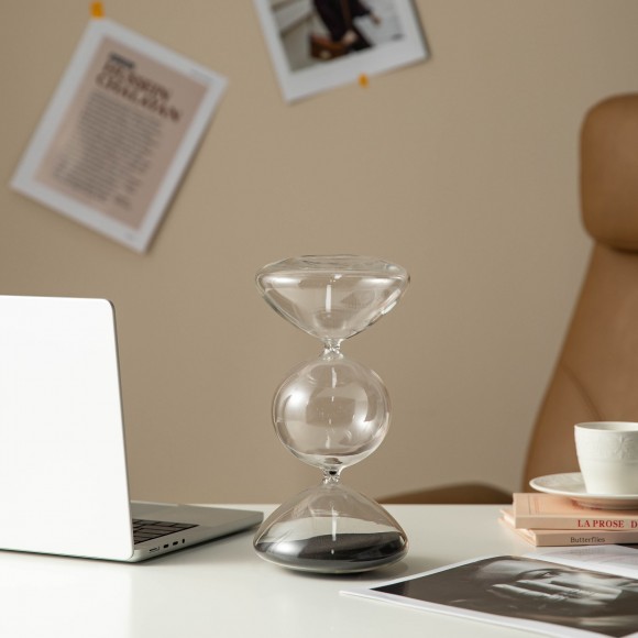 Glitzhome Glitzhome Modern Tri-Layer Hourglass With Black Sand 60-Minute Sand Timers