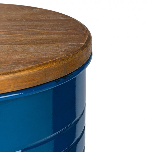 Glitzhome Glitzhome Navy Blue Modern Metal Storage Accent Table Or Stool With Solid Wood Lid Set Of 2