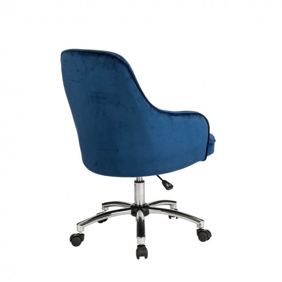 Glitzhome Glitzhome Navy Blue Velvet Gaslift Adjustable Swivel Office Chair/Desk Chair