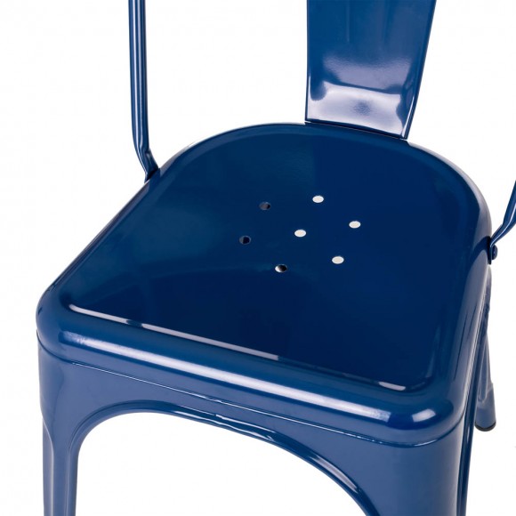 Glitzhome Glitzhome Navy Blue Vintage Stackable Metal Side Dining Chairs Set Of 4