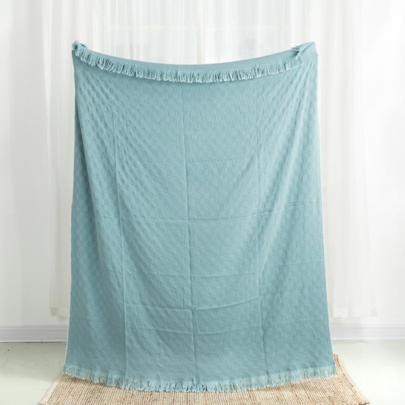 Glitzhome Glitzhome Olive Green Checked Cotton Woven Throw