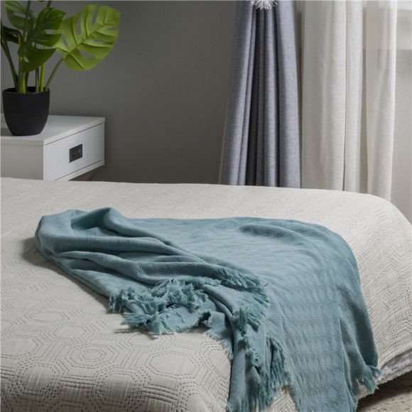Glitzhome Glitzhome Olive Green Checked Cotton Woven Throw