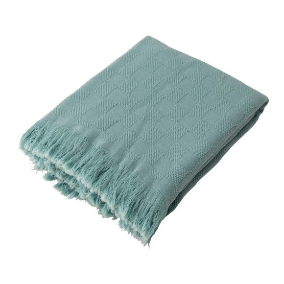 glitzhome Glitzhome Olive Green Checked Cotton Woven Throw