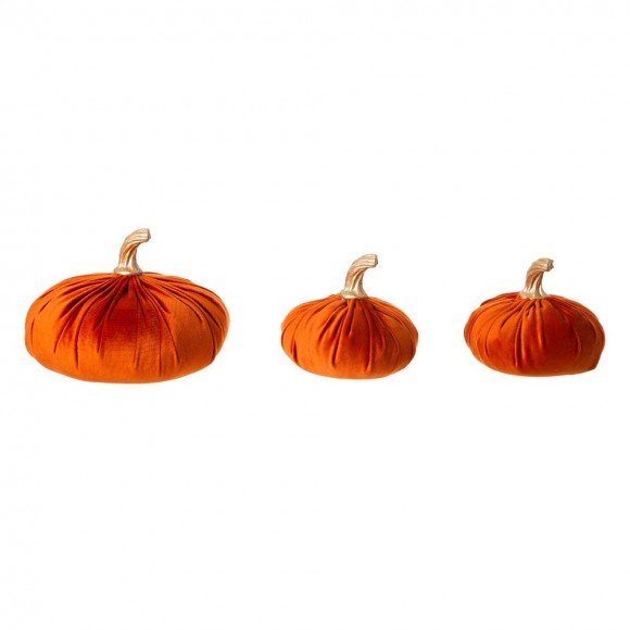 glitzhome Glitzhome Orange Velvet Pumpkins Decor Set of 3