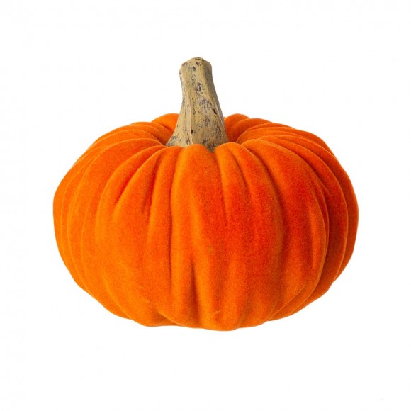 Glitzhome Glitzhome Orange Velvet/Resin Pumpkins Decor Set Of 3