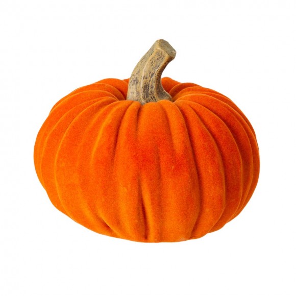 Glitzhome Glitzhome Orange Velvet/Resin Pumpkins Decor Set Of 3