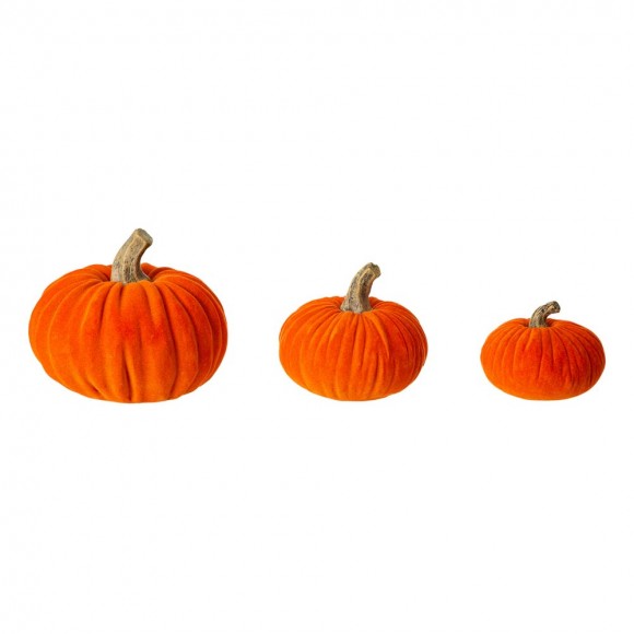 glitzhome Glitzhome Orange Velvet/Resin Pumpkins Decor Set of 3