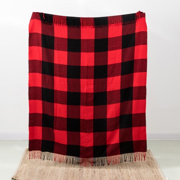 Glitzhome Glitzhome Plaid Check Tassel Throw Blanket 50" X 60" Red
