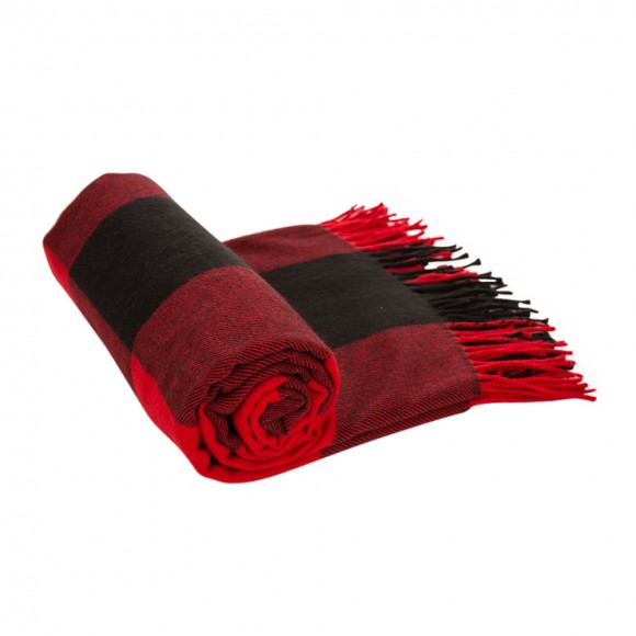 Glitzhome Glitzhome Plaid Check Tassel Throw Blanket 50" X 60" Red