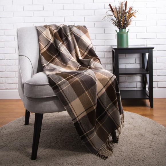glitzhome Glitzhome Plaid Woven Throw Blanket Winter Lattice Shawl Wrap with Tassels Khaki 50 × 60 Inch