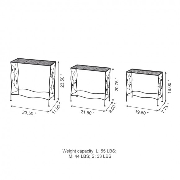 Glitzhome Glitzhome Rectangular Nesting Black Metal Plant Stand Set Of 3