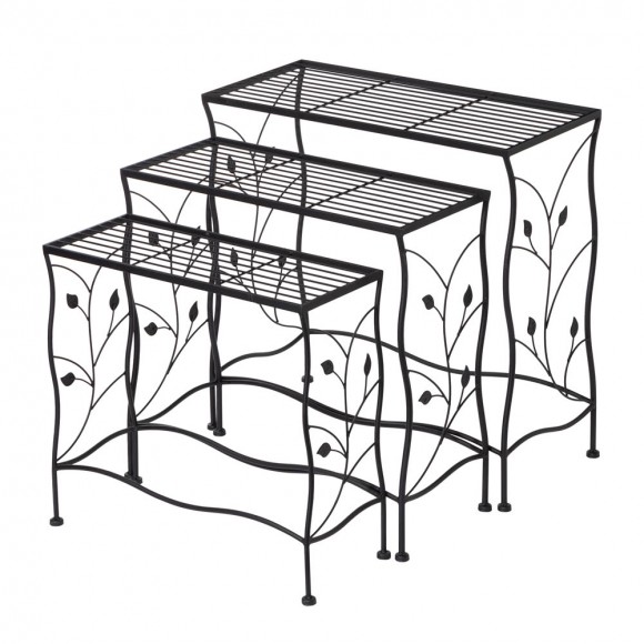 glitzhome Glitzhome Rectangular Nesting Black Metal Plant Stand Set of 3