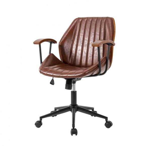 glitzhome Glitzhome Russet Leatherette Adjustable Swivel Desk Chair/Task Office Chair