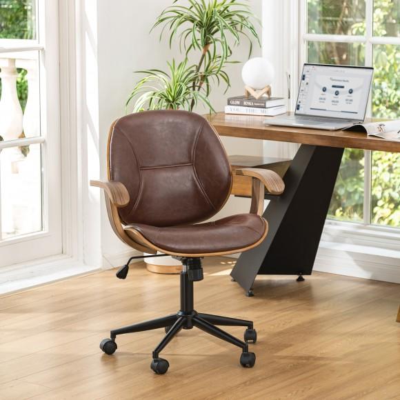 Glitzhome Glitzhome Russet Leatherette Gaslift Adjustable Swivel Office Chair