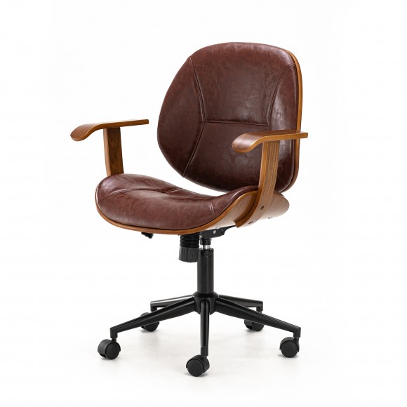 glitzhome Glitzhome Russet Leatherette Gaslift Adjustable Swivel Office Chair