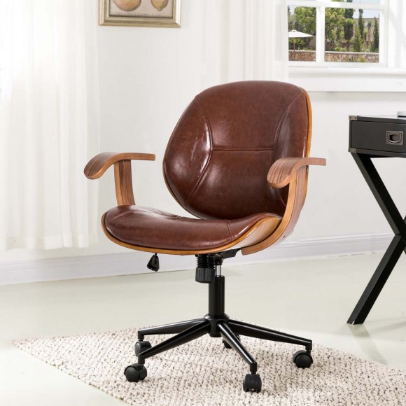 Glitzhome Glitzhome Russet PU Leather Adjustable Swivel Desk Chair/Task Chair