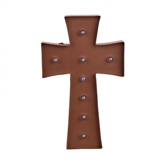 Glitzhome Glitzhome Rusty Marquee LED Lighted Cross Sign