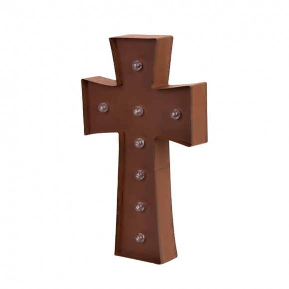 Glitzhome Glitzhome Rusty Marquee LED Lighted Cross Sign