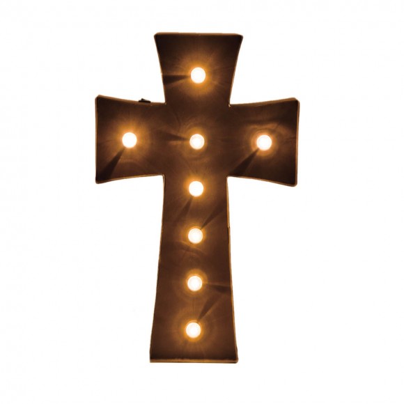 glitzhome Glitzhome Rusty Marquee LED Lighted Cross Sign
