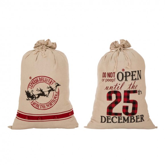 Glitzhome Glitzhome S/2 36"H Lighted Burlap Gift Sack With Wordings (10 LEDs)