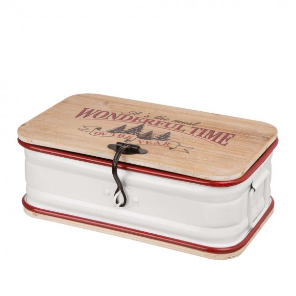 Glitzhome Glitzhome S/2 Enameled Metal/Wooden Storage Chests