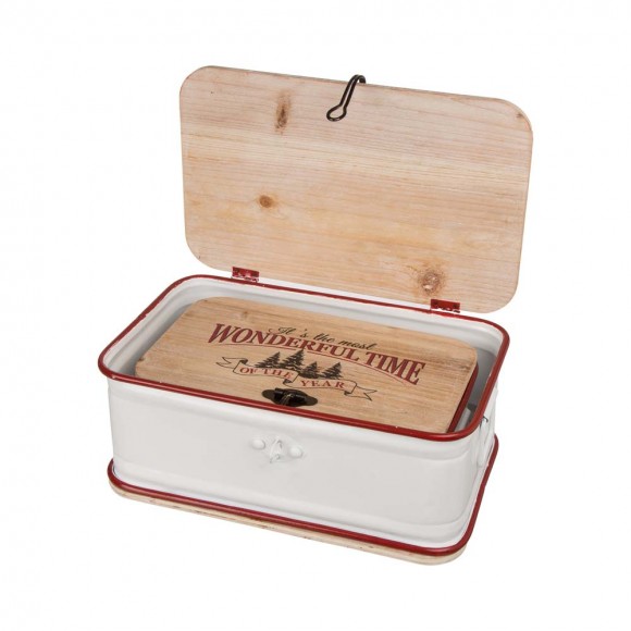 Glitzhome Glitzhome S/2 Enameled Metal/Wooden Storage Chests