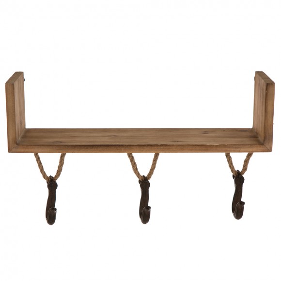 Glitzhome Glitzhome S/2 Farmhouse Wooden/Iron Wall Shelves With Hooks