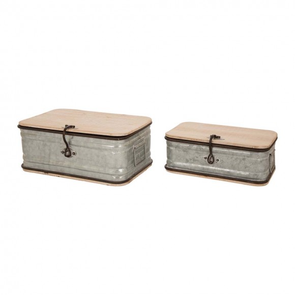 glitzhome Glitzhome S/2 Galvanized Wood Storage Chests
