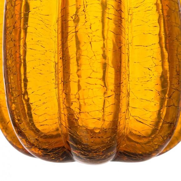 Glitzhome Glitzhome S/2 Hand Blown Amber Crackle Glass Pumpkin Decor