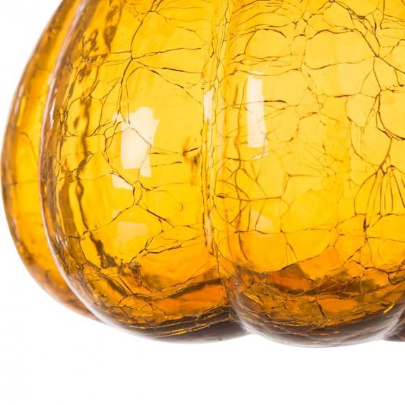 Glitzhome Glitzhome S/2 Hand Blown Amber Crackle Glass Pumpkin Decor