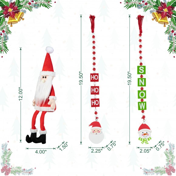 Glitzhome Glitzhome Set Of 11 Christmas Wooden Word Signs And Fabric Santa Tiered Tray Set Table Decor