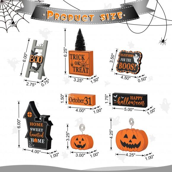 Glitzhome Glitzhome Set Of 11 Halloween Wooden Word Signs And Fabric Gnome Tiered Tray Set Table Décor