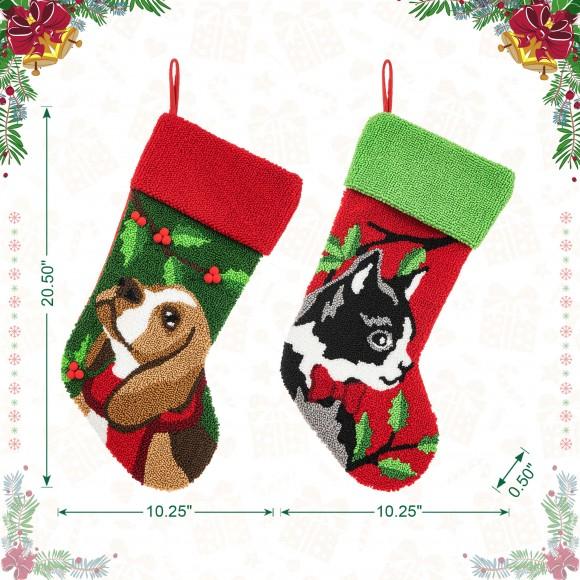 Glitzhome Glitzhome Set Of 2 20.5"L Hooked Stocking Dog & Cat