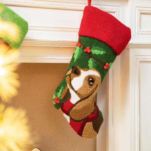 Glitzhome Glitzhome Set Of 2 20.5"L Hooked Stocking Dog & Cat