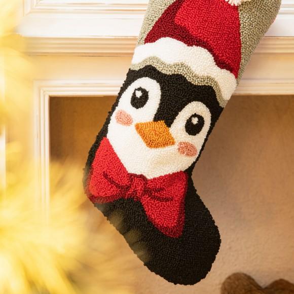 Glitzhome Glitzhome Set Of 2 20.5"L Hooked Stocking Polar Bear & Penguin