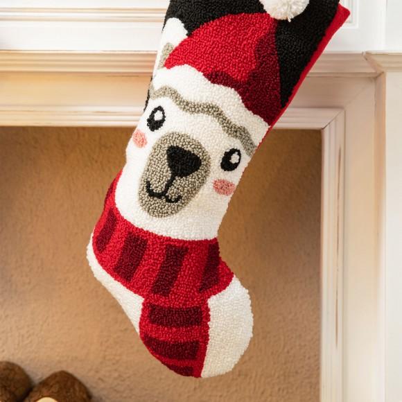Glitzhome Glitzhome Set Of 2 20.5"L Hooked Stocking Polar Bear & Penguin
