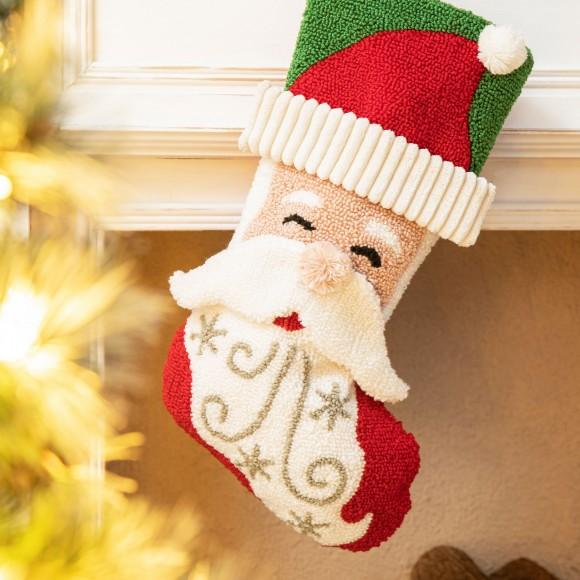 Glitzhome Glitzhome Set Of 2 20.5"L Hooked Stocking Santa & Snowman