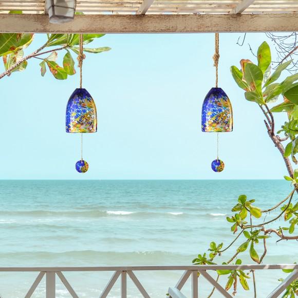 Glitzhome Glitzhome Set Of 2 - 26"H Glass Twist Glaze Windchime