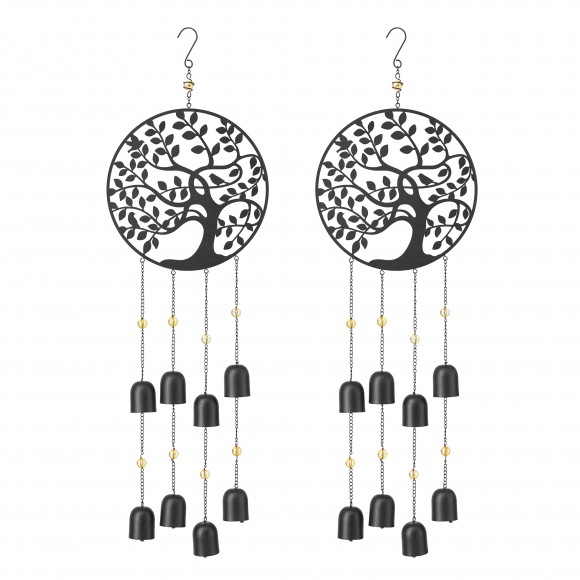 glitzhome Glitzhome Set of 2 - 32"H Metal Tree of Life Windchime with Bells