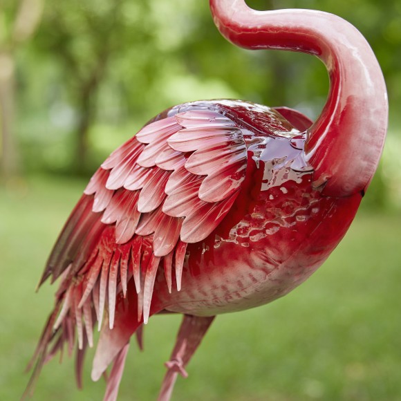 Glitzhome Glitzhome Set Of 2 -35.25"H/38"H Metal Standing Flamingo Garden Statue With Stakes (KD)