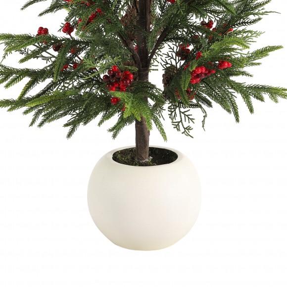 Glitzhome Glitzhome Set Of 2 37.5"H Christmas Greenery PE Dripping Pine Porch Tree With Pinecones And Red Berries