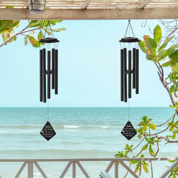 Glitzhome Glitzhome Set Of 2 - 38"H Metal Black Windchime